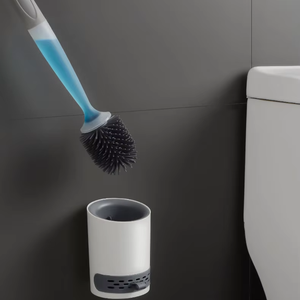 Juego de escobillas de inodoro recargables al por mayor, montado en la pared con soporte de silicona para limpieza de esquinas, herramientas y accesorios de baño - Product Image 1