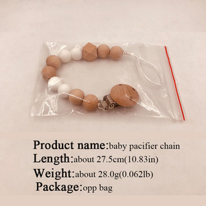 Custom Beech <strong>Wooden</strong> <strong>Teethers</strong> Beads Dummy Bibs Baby Pacifier <strong>Clip</strong> - Product Image 6