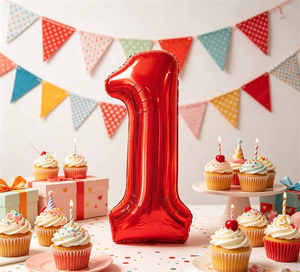 Party Love Balloon Numero Rojo N1 45cm 12 pcs Bag Suitable for birthday parties, baby showers - Product Image 5