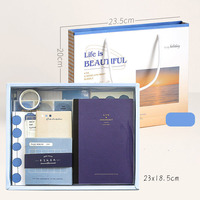 Cuaderno de tapa dura A6 B5 para la escuela, regalo, costura, encuadernación, álbum de recortes, diario, con cinta adhesiva y caja de papel.