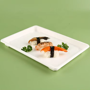 Boîtes d'emballage écologiques 	 Plateau à <span class=keywords><strong>sushi</strong></span> avec contenant alimentaire rectangulaire biodégradable, plateaux à <span class=keywords><strong>sushi</strong></span> jetables pour les fêtes - Product Image 5