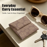 Nouveau porte-cartes et porte-monnaie pliable en PU à motif floral hawaïen, personnalisable, design unisexe tendance pour cartes et pièces de monnaie en voyage