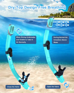 Máscara de buceo de visión clara Equipo de esnórquel <span class=keywords><strong>Us</strong></span> <span class=keywords><strong>Divers</strong></span> Equipo de esnórquel Juego de equipo de buceo Plegable Dry-Top Anti-Splash <span class=keywords><strong>Snorkel</strong></span> Set - Product Image 4