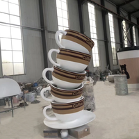Sculptures décoratives sur pied en fibre de verre, personnalisées, grand format, en forme de tasses à thé au lait et à café, imperméables et résistantes aux UV