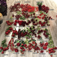 Vente en gros 100 motifs fleurs de mariage artificielles rouges roses d'hortensia bordeaux en soie pour Noël fête des mères mariages d'halloween