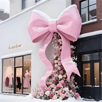 Escultura de Fibra de Vidrio Personalizada en 3D, Gigante, Rosa, Hecha a Mano, con Lazo de Mariposa, para Regalos, Tiendas y Boutiques
