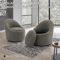 COLAMY Ensemble de 2 fauteuils pivotants à 360° avec rangement dissimulé, fauteuil barillet moderne de petite taille pour salon/chambre, textile vert