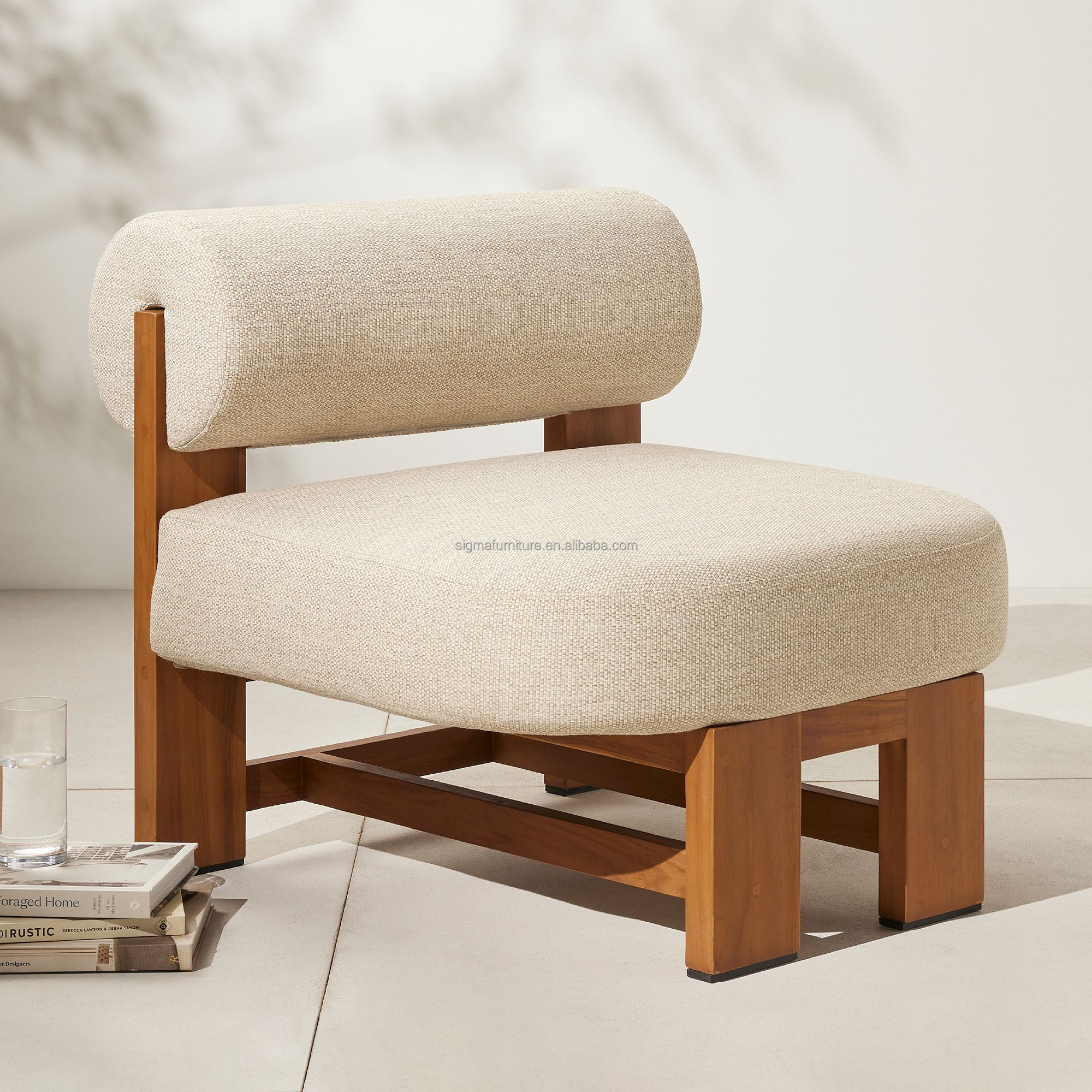 Home Nordic Design Lovely Outdoor Patio Furniture Back Outdoor Teak Wood Single Lounge Chair