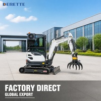 Mini-excavatrice compacte Derette RT25 de 2,5 tonnes, diesel, avec chenilles en caoutchouc, pour travaux de aménagement paysager et de jardinage, machine haute performance à vendre