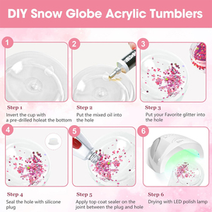 Double Wall 16oz Glitter Snow Globe Cups Reusable Clear <strong>Plastic</strong> <strong>Drinkware</strong> with Lids and Straws for Kids Weddings Parties-12 oz - Product Image 3