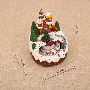 Dropshipping Shopify Resin Gingerbread <b>Train</b> Rotating Music Box Christmas <b>Table</b> Decor Gift Ornament - Product Image 2