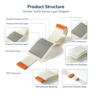 VMANX <span class=keywords><strong>VF</strong></span> 2962-010 Capteur Tactile Matriciel Flexible à <span class=keywords><strong>Film</strong></span> Mince Personnalisé FSR FPC Résistance Sensible à la Force pour Doigt Robotique et Contrôle Industriel - Product Image 6