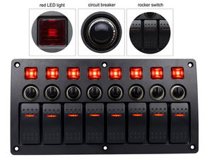 Panneau de commutation à bascule étanche 8 interrupteurs rouge ON-OFF avec disjoncteur pour bateau, <span class=keywords><strong>voiture</strong></span>, camping-car, camion - Product Image 6