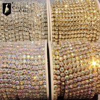 Chaîne de strass en cristal à base de cuivre, anti-accrocs, à coudre, de haute qualité, antirouille, pour robe de mariée et bijoux DIY