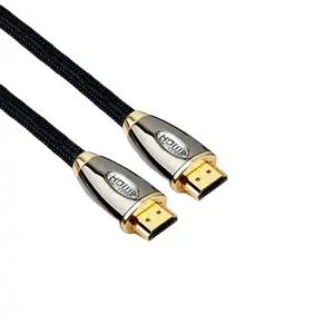 Hochgeschwindigkeits-19-poliges HDMI-2-Stecker-Kabel Zink legierung Metallic Shell 2.0 HDMI-Kabel 4k 60Hz 24K vergoldetes HD-TV-HDMI-Kabel