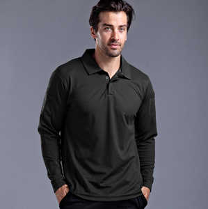 เสื้อโปโลแขนยาว DFT02 สีเขียว ดำ น้ำตาล เทา สำหรับผู้ชาย แบบ Tactical พร้อมกระเป๋าติดแถบเวลโครที่แขนเสื้อ - Product Image 3