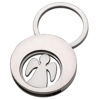 Wholesale coin holder shopping cart key tag custom logo blank trolley coins angel token keychain