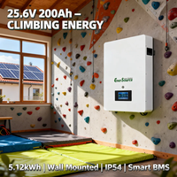 Baterai Lithium Ion 5kWh 24V 25.6V 200Ah untuk Sistem Energi Surya yang Dipasang di Dinding