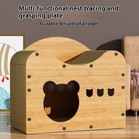 Arbre à chat en carton durable avec griffoir intégré et maison pour chat en carton ondulé, design vertical en bois