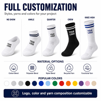 Chaussettes de sport personnalisées avec logo, vente en gros, chaussettes respirantes et rembourrées, OEM ODM, marque privée