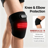 Attelle de massage sans fil pour genou, avec chaleur et vibrations, lumière LED rouge, enveloppement de soulagement articulaire rechargeable 2000 mAh