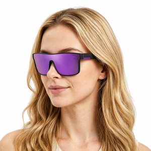 Lunettes de soleil carrées surdimensionnées polarisées à monture intégrale avec logo personnalisé, dégradé miroir, protection UV400, couleur gris champagne TZHFKJ, unisexe, vente en gros - Product Image 3
