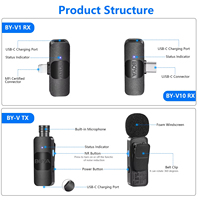 Microphone Lavalier Bluetooth Sans Fil Personnalisé Boya pour PC, Ordinateur Portable, Téléphone Mobile, avec Annulation de Bruit en Direct