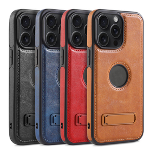 เคสโทรศัพท์หนังแท้แบบเรียบหรูสำหรับใส่บัตร สำหรับ 16/15/14/13/12 Pro Max และ S24/S23/S22-กันกระแทก กันน้ำ - Product Image 1