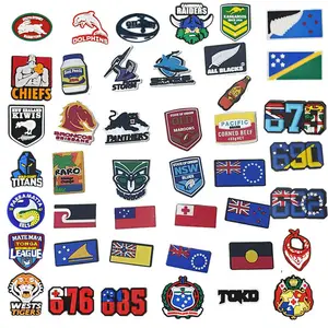 Amuletos de zapatos aborígenes de NZ reglas de Australia fútbol Queensland forma NRL liga de rugby Zueco encanto de zapato