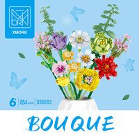 Blocs de construction floraux colorés XMORK Factory, 854 pièces, fausses fleurs en briques, cadeau pour la Saint-Valentin, la fête des mères, un anniversaire