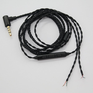 Zhongshan Zhen Sheng Diy Semi Finished Headphone <b>Cable</b> 4 Strand Twisted With <b>Mic</b> 3.5mm Plug Black Titanium Grey - Product Image 2