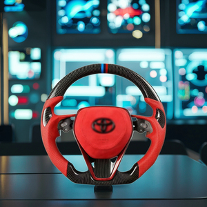 <span class=keywords><strong>Volant</strong></span> de voiture en fibre de carbone en <span class=keywords><strong>cuir</strong></span> perforé rouge de vente directe d'usine pour Toyota - Product Image 3