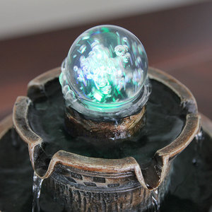 Fuente de agua giratoria Feng Shui, redonda, eléctrica, con retroiluminación, decoración de escritorio para oficina, sala de estar, regalo de inauguración de casa - Product Image 4