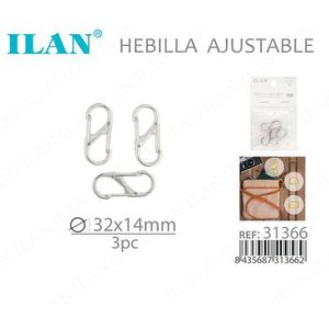 Fibbia Regolabile ILAN 32x14mm in Metallo, Set da 3 Pezzi per Borse e Cinghie - Product Image 3