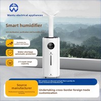 Humidificateur ultrasonique mobile 25L pour usage commercial et hôtelier, avec télécommande tactile, quatre atomiseurs et roues, idéal pour bureau, grande pièce, usage domestique