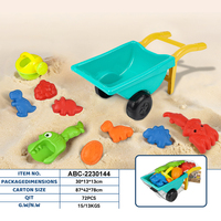 Ensemble de jouets de plage d'été pour enfants en plastique, outils de modelage de sable, sac filet et chariot, pour l'extérieur