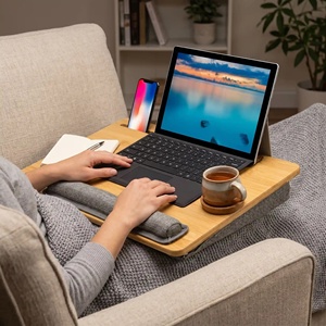 <span class=keywords><strong>Coussin</strong></span> d'oreiller de bureau en bambou Support portable en bambou pour ordinateur portable avec fente pour <span class=keywords><strong>tablette</strong></span> téléphone <span class=keywords><strong>Plateau</strong></span> de bureau léger pour ordinateur portable - Product Image 5