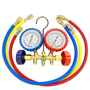 CT-536 Manomètre double pour systèmes CVC, kit de climatisation, outil de réfrigérant avec accessoires R22, manomètre de réfrigérant - Product Image 1
