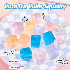 Jouets de décompression les plus populaires en TPR transparent en forme de cube de glace, cadeau promotionnel pour enfants et adultes - Product Image 3