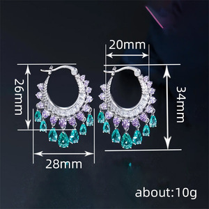 Boucles d'oreilles pendantes à pampilles circulaires en strass étincelants pour femmes, bijoux de mode de luxe - Product Image 3