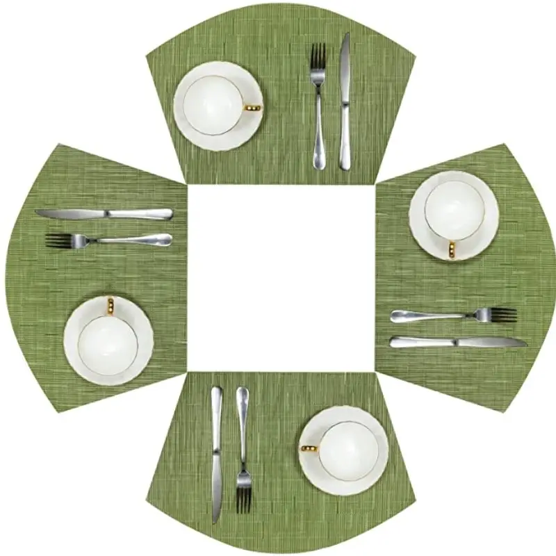 Inyahome đồ ăn nhà bếp placemat trong nhà ngoài trời Vinyl fanshaped nơi thảm cho bàn ăn tự nhiên trang trại trang trí nội thất