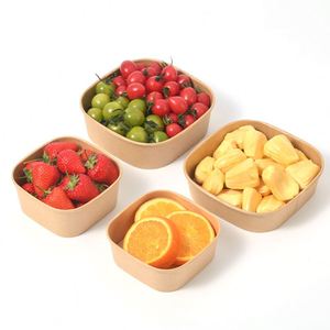 Tazón de Ensalada Desechable Cuadrado de Papel Kraft con Tapa, Biodegradable, Ecológico, con Logotipo Personalizado, Suministro de Fábrica de Shandong - Product Image 4