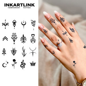 Set da 20 Pezzi di Eleganti Adesivi per Tatuaggi Temporanei, Ornamenti Vintage con Serpente, Rosa, Cuore, Luna, Semi-permanenti per 15 Giorni, Arte Corporea all'Ingrosso - Product Image 1