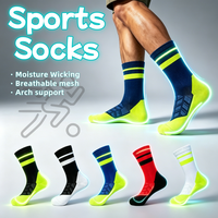 Chaussettes de sport tricotées rayées pour hommes, respirantes, anti-humidité, avec soutien de la voûte plantaire et amorti, idéales pour la course à pied (vente en gros)