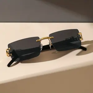 S502 Óculos de sol sem moldura para homens e mulheres, óculos de sol de marca de tendência de alta qualidade uv400, novidade da moda de luxo