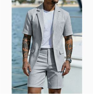 Nouvel <span class=keywords><strong>ensemble</strong></span> deux pièces de costume léger à manches courtes pour hommes, style européen, américain et britannique 2026 - Product Image 4