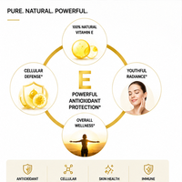 Gélules de Vitamine E Naturelle OEM, D-Alpha Tocophérol par Gélule, Pur d'Origine Tournesol, Antioxydant Cutané et Cellulaire
