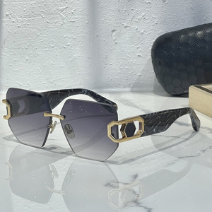 Gafas de Sol Retro Sin Marco con Líneas Metálicas, Estilo Europeo Americano para Hombre, Protección Solar para Conducir SPP133 - Product Image 4