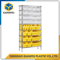 Bacs de rangement en plastique robustes multicolores, durables et recyclables pour l'organisation des entrepôts et le stockage d'outils de quincaillerie