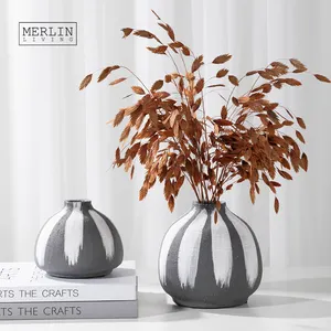 Merlin Living-jarrón de cerámica nostálgico Vintage, decoración nórdica para el hogar, florero para decoración de cerámica